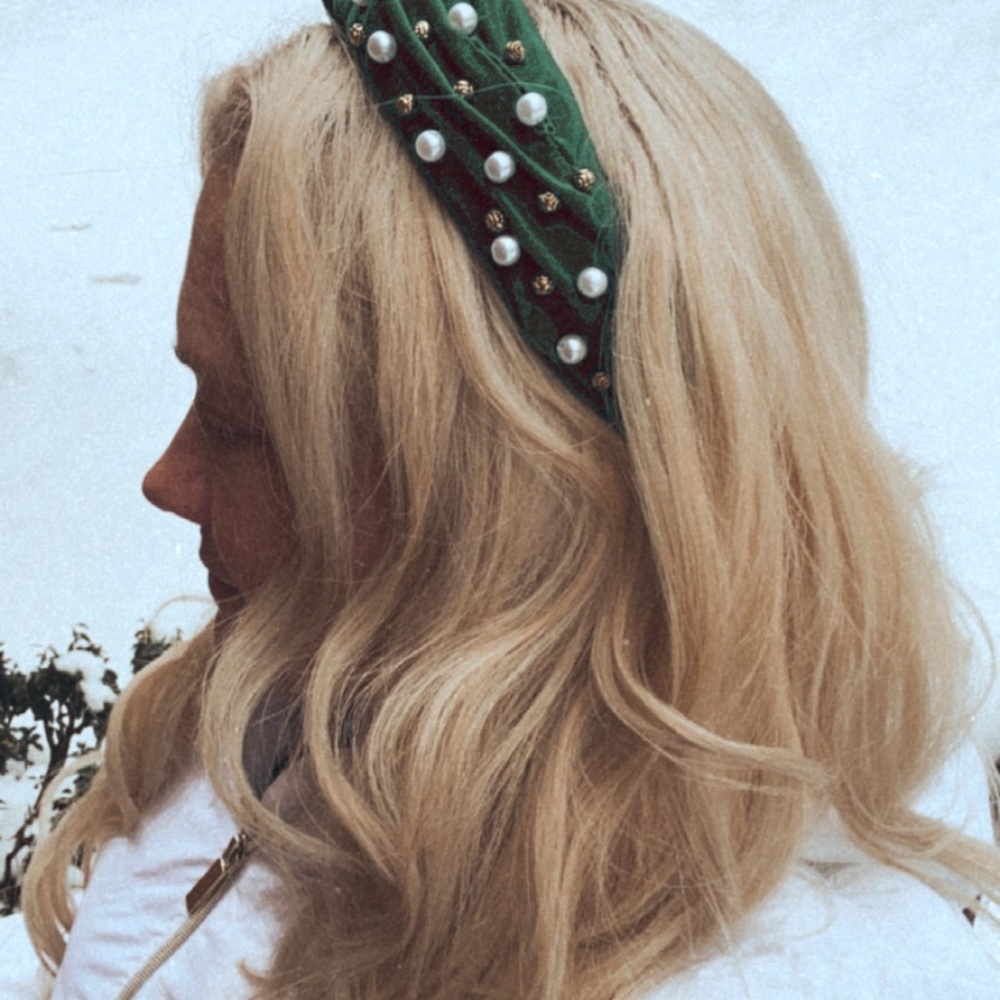 HANDMADE Green Embellished Twist Knot Headband - Picture 1 of 11